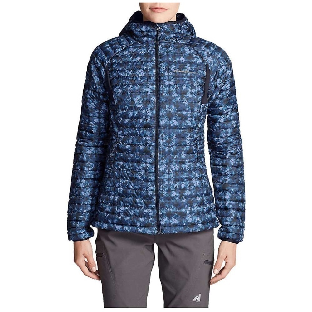 Eddie Bauer Blue Patterned Puffer Jacket Size TL